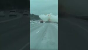 Crashes Tesla Into Highway, Seattle, Washington – April 2025